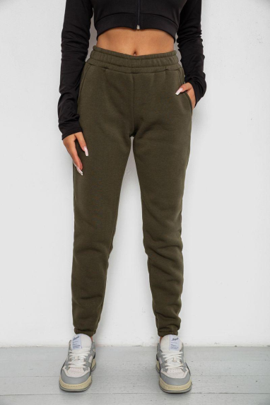 Спортивні штани жіночі на флісі, колір хакі, 238R57012 XXL, 52, XXL