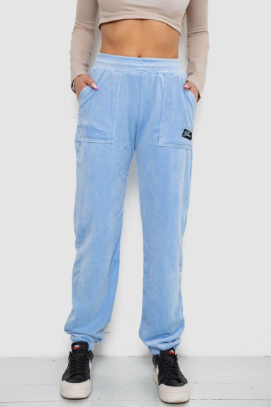 Штани жіночі велюрові, колір блакитний, 238R58473 Ager, XL, 50, XL