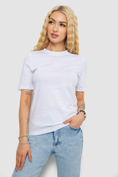 Футболка жіноча однотонна, колір білий, 241R1800 XL, 50, XL