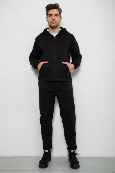 Спортивний костюм чоловічий на флісі, колір чорний, 238R58692 XXL, 52, XXL