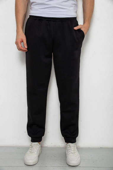 Спортивні штани чоловічі на флісі, колір чорний, 238R58641 XL, 50, XL