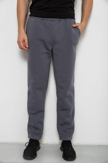 Спортивні штани чоловічі на флісі, колір темно-сірий, 238R58641 XXL, 52, XXL