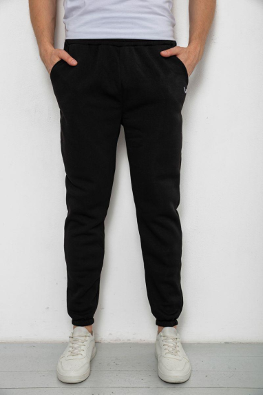 Спортивні штани чоловічі на флісі, колір чорний, 238R57256 XXL, 52, XXL