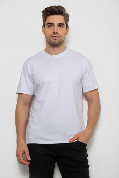Футболка чоловіча однотонна, колір білий, 238R155 Ager, XXXL, 54, XXXL