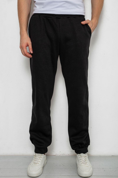 Спортивні штани чоловічі на флісі, колір чорний, 238R124-1 XL, 50, XL