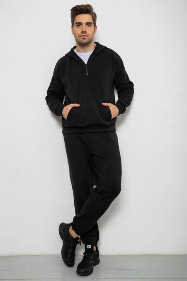 Спортивний костюм чоловічий на флісі, колір чорний, 238R030 XL, 50, XL