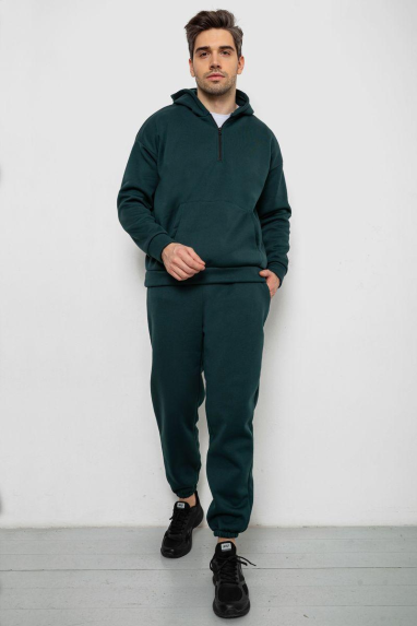 Спортивний костюм чоловічий на флісі, колір зелений, 238R030 XXL, 52, XXL