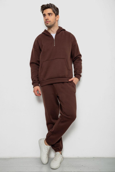 Спортивний костюм чоловічий на флісі, колір шоколадний, 238R030-1 XXL, 52, XXL