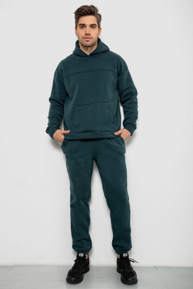 Спортивний костюм чоловічий на флісі, колір зелений, 238R029 XXXL, 54, XXXL