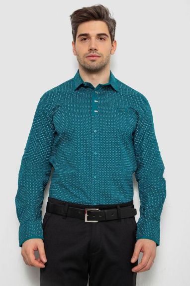 Сорочка чоловіча з принтом, колір зелений, 214R7467 6XL, 60, 6XL