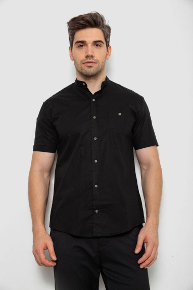 Сорочка чоловіча однотонна, колір чорний, 214R7346 XL