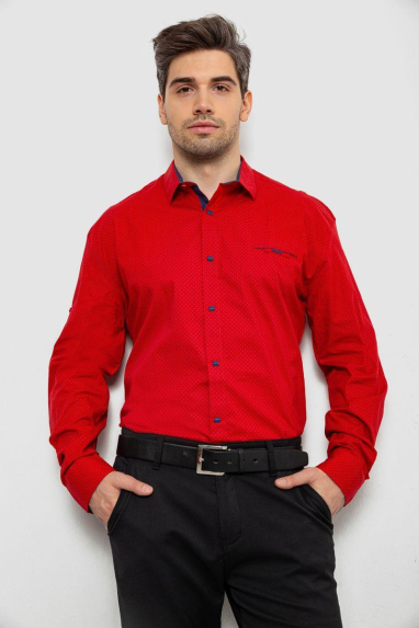 Сорочка чоловіча з принтом, колір червоний, 214R7040-1 5XL, 58, 5XL