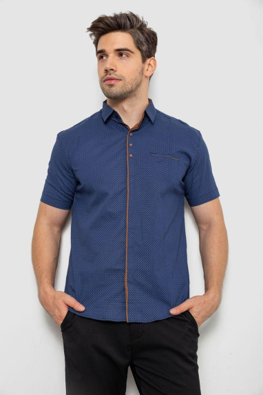 Сорочка чоловіча з принтом, колір синій, 214R7028 XL