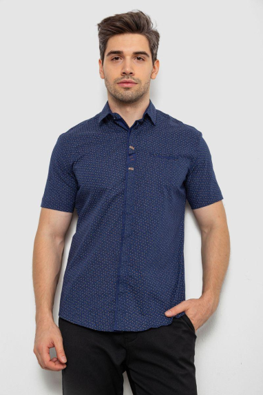 Сорочка чоловіча з принтом, колір темно-синій, 214R7018 XXL