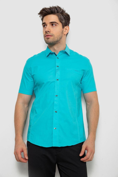 Сорочка чоловіча однотонна, колір бірюзовий, 214R7005 XL, 50, XL