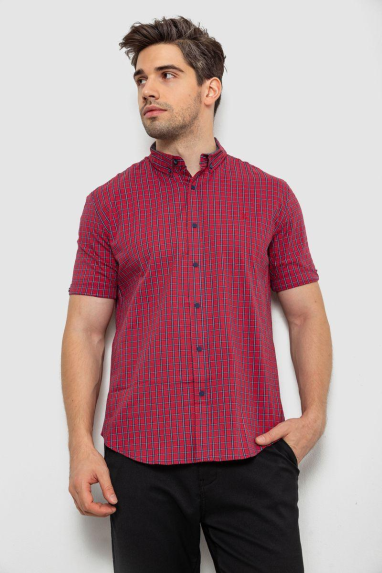 Сорочка чоловіча в клітку, колір червоний, 214R2445 XXXL