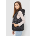 Жилет жіночий однотонний з капюшоном, колір чорний, 244R810 XL, 50, XL