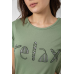Футболка жіноча з принтом, колір оливковий, 244R610 XL, 50, XL