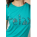 Футболка жіноча з принтом, колір бірюзовий, 244R610 XL, 50, XL