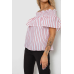 Блуза в смужку, колір біло-червоний, 244R302-1 XL, 50, XL
