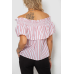 Блуза в смужку, колір біло-червоний, 244R302-1 XL, 50, XL