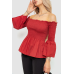 Блуза однотонна, колір теракотовий, 244R254-1 XS, 42, XS
