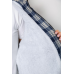 Кофта-сорочка на блискавці утеплена, колір бежево-синій, 244R2210 XXXL