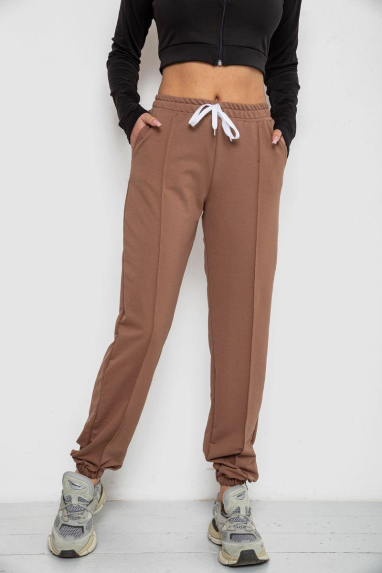 Спортивні штани жіночі, колір коричневий, 247R4670-1 Ager, XL, 50, XL