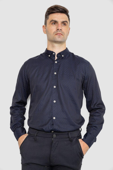 Сорочка чоловіча котонова повсякденна, колір темно-синій, 247R410 XXL, 52, XXL