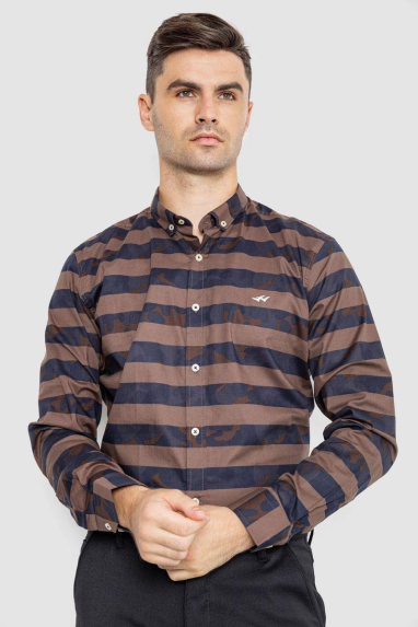 Сорочка чоловіча повсякденна, колір коричнево-синій, 247R408 XXXL, 54, XXXL