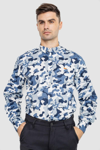 Сорочка чоловіча повсякденна, колір біло-синій, 247R405 XL, 50, XL