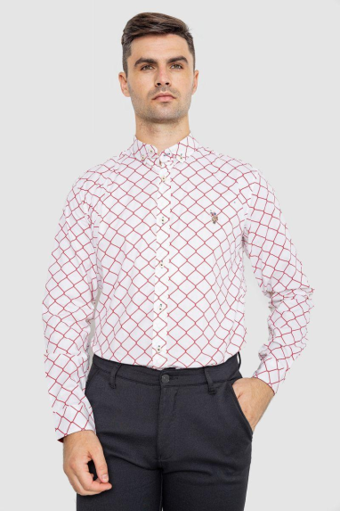 Сорочка чоловіча повсякденна, колір молочно-червоний, 247R404 XXXL, 54, XXXL