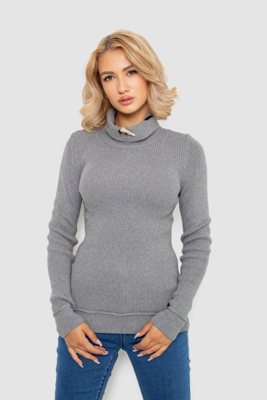 Светр-гольф жіночий однотонний, колір сірий, 247R3287 50, XL