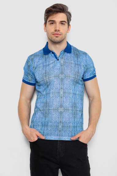 Поло чоловіче з принтом, колір синій, 247R318 XL, 50, XL