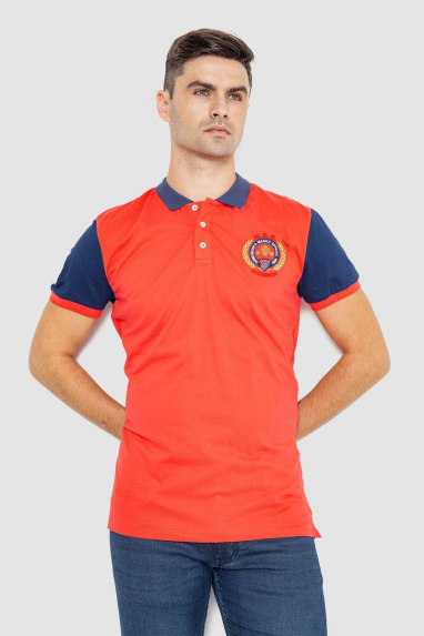 Поло чоловіче з принтом, колір кораловий, 247R317 XL, 50, XL