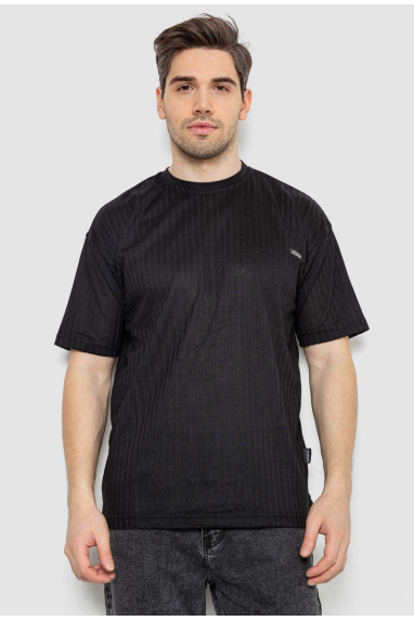 Футболка чоловіча однотонна, колір чорний, 247R3130 XL, 50, XL