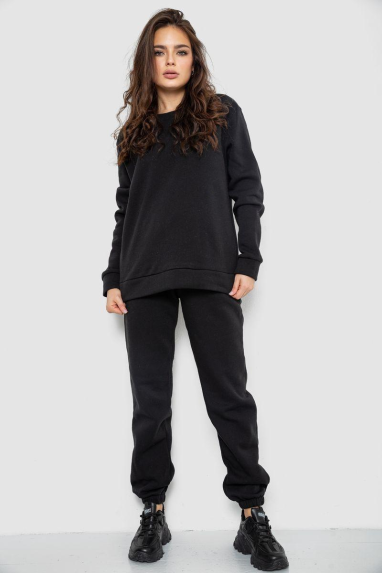 Спортивний костюм жіночий на флісі, колір чорний, 247R2021 XXXL-4XL