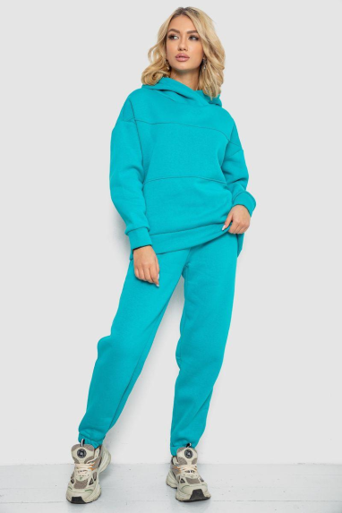 Спортивний костюм жіночий на флісі, колір бірюзовий, 247R10765 XL, 50, XL