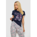 Жіноча піжама з принтом, колір синій, 243R7523 XL, 50, XL
