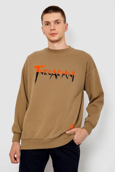 Батник чоловічий на флісі, колір темно-бежевий, 247R016 XL, 50, XL