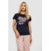 Піжама жіноча з принтом, колір синій, 243R3697 XXL, 52, XXL