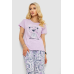 Піжама жіноча з принтом, колір бузковий, 243R2525 XXL, 52, XXL
