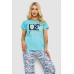 Піжама жіноча з принтом, колір бірюзовий, 243R2499 XL, 50, XL