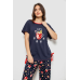 Піжама жіноча з принтом, колір синій, 243R1600-012 Ager, XXXL, 54, XXXL