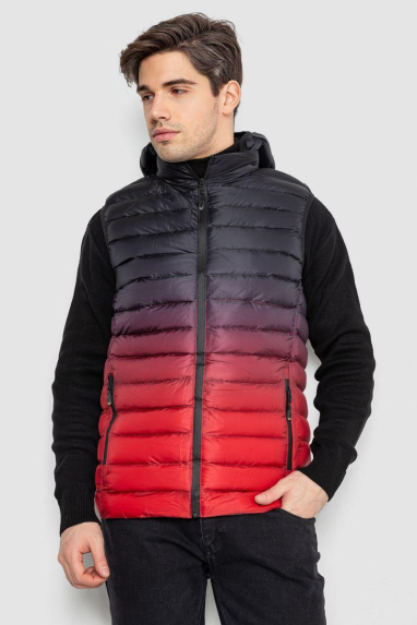 Жилетка чоловіча демісезонна, колір чорно-червоний, 244RC999 XL, 50, XL
