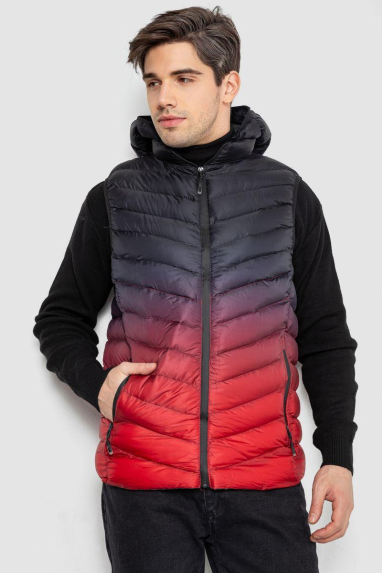 Жилетка чоловіча демісезонна, колір чорно-червоний, 244RC888 XXXL, 54, XXXL