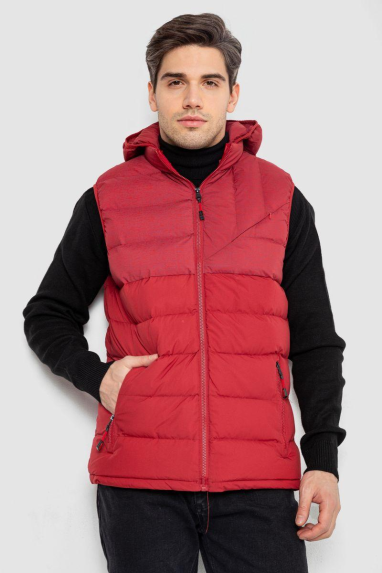 Жилетка чоловіча демісезонна, колір бордовий, 244RC666 XL, 50, XL