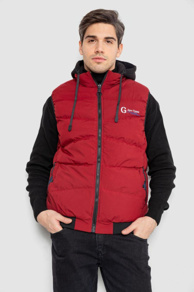 Жилетка чоловіча демісезонна двостороння, колір бордовий, 244R99008 XXL, 52, XXL