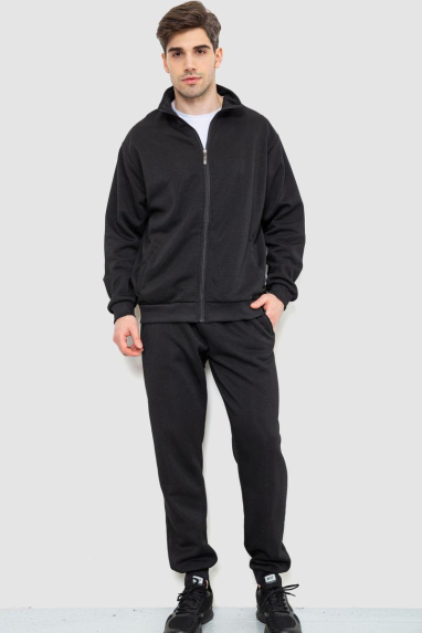 Спорт чоловічий костюм на флісі, колір чорний, 244R967 XL, 50, XL