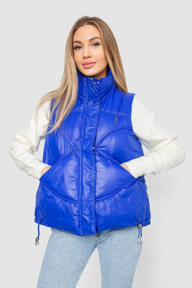 Жилетка жіноча однотонна, колір електрик, 244R915 XXL, 52, XXL
